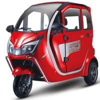 Enclosed Electric Tricycle Small 3 Wheel Cargo Scooter CE Approved E Rickshaw Load Passenger Tricycle with Storagecustom