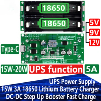 18650 Type-C 15W 3A Lithium Battery Charger Module DC-DC Step Up Booster Fast Charge UPS Power Supply / Converter 5V 9V 12V