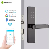 LONGTERM Smart Home Electronic Digital Door Lock Outdoor Biometric Fingerprint Handle Security Lock Ttlock Wifi Smart Lock