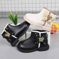 (Nhập Nguyên Hộp) Bốt Bé Gái Da Mềm, Giày Bốt Cho Bé Gái Đính Cánh Tiên Siêu Xinh, Boot Bé Gái Size 