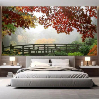 Wall Sticker/Wall Mural Misty Fall Morning in Portland'S Japanese Gardens, Not Peel and Stick, Non-Woven Wallpaper