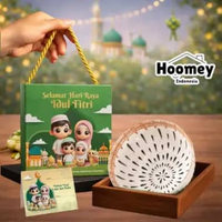 Hoomey Hampers Lebaran 2026 Idul Fitri – Mangkok Keramik Premium Motif Hijau Emas + Gift Box Cantik 