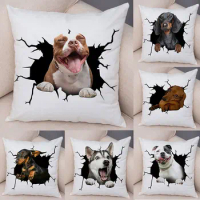40/45/50/60cm Pet Animal Sofa Cushion Cover Cute Siberian Husky Pillowcase Home Decorative Dog Print Pillow Case