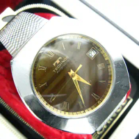 1980s（Teak wood dial）Automatic medieval Big technos men's watch eta 2824 movement