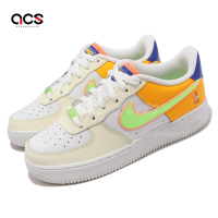 Nike 休閒鞋 Air Force 1 LV8 GS 大童鞋 女鞋 白 螢光黃 橘 藍 AF1 FB1838-131