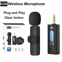 K35 K9 Dual Wireless Microphone for Phones Laptop Collar Microphone for YouTube Vlogging Recording P