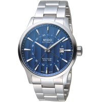 【MIDO 美度 官方授權】先鋒系列兩地時區腕錶(M0384291104100 藍x鋼帶)