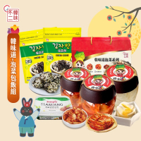 韓味不二 優惠組合-韓味道泡菜禮盒包飯6件組(泡菜700gx3入+傳統調理醬170gx1+原味海苔酥50gx2)