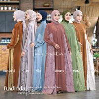 Radinda Dress Polo Linen Brokat Mix Airflow Original Produk Manis dan Nyaman Muslim Panjang Gamis Ga