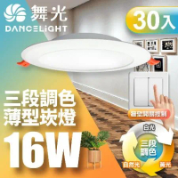 【舞光】30入組-LED調色崁燈16W 崁孔15cm 可調三色溫