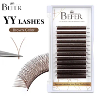 Befer Brown Colored Y Shape Lashes Extension Soft Natural YY Eyelashes Technological Fibers Eyelash 