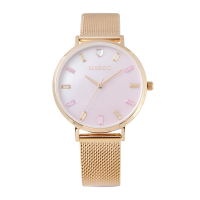 MANGO 甜美繽紛晶鑽時尚米蘭腕錶-MA6770L-PK-H(玫瑰金x粉色/36mm)