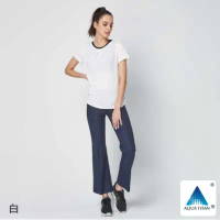 【銀谷】Phiten®女圓領壓摺短袖上衣(白/羅藍紫）-白色,XL