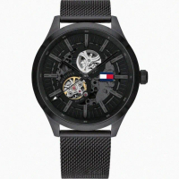【Tommy Hilfiger】TommyHilfiger手錶型號TH00030(黑色錶面黑錶殼深黑色米蘭錶帶款)