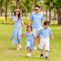 J22 đồ Gia đình Thiên Thanh váy mẹ đũi nhún (hàng 2 lớp) sơ mi cotton mát, kèm ảnh thật