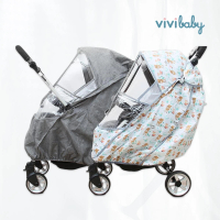 【VIVIBABY】雙向嬰兒推車擋雨透明罩 防風防雨防蚊防曬防疫(防風 防雨 防病毒 雙向嬰兒手推車)