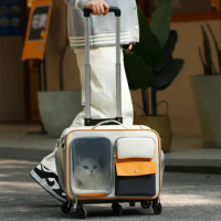 Pet trolley case, cat bag, portable, breathable, small and medium-sized dog cat luggage, backpack, cat cage