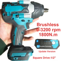 1800N.M Brushless Electric Impact Wrench 1/2" Cordless Wrench Power Tool For Makita 18V Battery Rechargeable