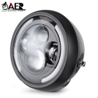 Universal 7.5" Motorcycle Headlight Cafe Racer Round Motorbike LED Head lamp Headlamp 7.5 inch Cafe Racer Distance Light Refit