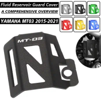 For Yamaha MT03 MT-03 MT 03 2015-2021 2020 Motorcycle Accessories Rear Brake Fluid Reservoir Guard Cover Protect With Logo MT03