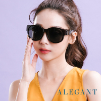 ALEGANT時尚甜茶棕圓框全罩式寶麗來偏光墨鏡/外掛式UV400太陽眼鏡(包覆式/車用太陽眼鏡)