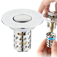 【Sewer floor drain】 Sink Strainer Rebound Drain Plug Filter Metal Basin Pop-up Sink Filter With Hair