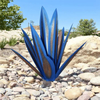 Grasteay Rust-Proof Metal Agave Plant Antique Sculpture Courtyard Outdoor Statue Large Agave Hand-Painted Garden Home Decoration