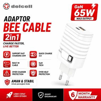 Delcell BEE GaN Charger 65W Adaptor Charger Fast Charging PD QC Built in Cable Type C 720mmDelcell B
