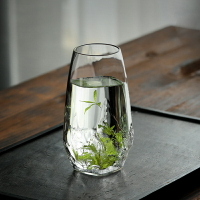 玻璃綠茶杯簡約清新森系家用水杯小眾高顏值耐熱杯子ins風果汁杯