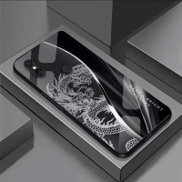 For XIAOMI  MIX3 Tempered Glass Phone Case - Dragon Pattern, Explosion & Shock Proof, Luxury Design,