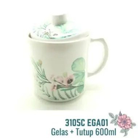 Cangkir Mug Tutup Gagang Jumbo Besar Motif Melamin Premium Onyx 600ML Tahan Panas 120 Derajat Celciu