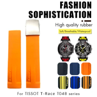 High Quality Rubber Watchband 17mm 21mm Fit for Tissot T048 T-RACE T048-417A T048-427A Black Orange Soft Silicone Watch Strap