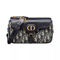 Christian Dior 30 Montaigne Small Pocket Bag Oblique Jacquard and Smooth Calfskin Blue