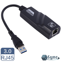 【UniSync】USB3.0轉RJ45千兆高速網卡轉接器 黑