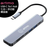 【送64G記憶卡+血氧指尖測量儀】artmo (A701C) USB-C 7in1 Hub VGA/HDMI 七合一多功能轉接器(帶線款)