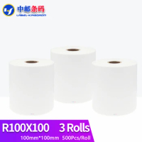 3 Rolls Zebra Compatible 100mm*100mm (4"X4" Shipping Label) 500Pcs/Roll For Thermal Printer 10cmX10cm