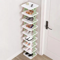 Tall Shoe Rack Organizer Narrow Multi-layer Foldable Racks For Storage Shelf Pp Small Home Cabinet
