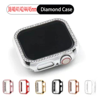 Women Diamond Case for Apple Watch Series 8 7 6 SE 5 9 41mm 45mm 38/42MM PC Bumper Protector Accessories Iwatch cover 40mm 44mm