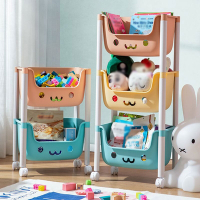 【小倉Ogula】兒童玩具收納架 三層帶輪移動置物架 整理架 儲物層架