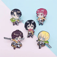 Creative Anime Game Character Enamel Brooch Attack on Titan Character Alan Alloy Pins Badge Punk Fashion Woman Jewelry Gift