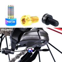 RISK 2PCS M5x9 mm Bicycle Front Rear Derailleur Wire Inner Line Fix Press Bolt Titanium Alloy MTB Mountain Bike Cable Line Bolt