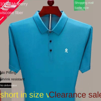 LQS510 French Montagut short-sleeved T-shirt men's ice silk summer middle-aged large size dad top quick-drying half sleeve polo shirt㏇0301