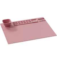 Pink Erasable Non Stick Gift For Kids DIY Resin Silicone Painting Mat Sheet 20x16 Inch Soft Art Craft Washable With Cup Clay