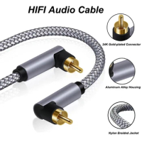 HIFI Audio Cable 90 Degree Gold Plated Digital RCA To RCA Male Coaxial Amplifer SPDIF Cord For Home Theater HDTV Accessories