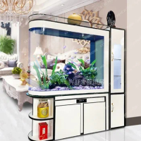 Glass Living Room Home Bottom Filter Flower Stand Aquarium Screen Mute Change Water