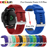 BEHUA Replacement Silicone Watch Band Strap for Garmin Fenix 5 6 Plus Instinct Quatix 5 GPS Smart Watch 22mm Wristband Bracelet