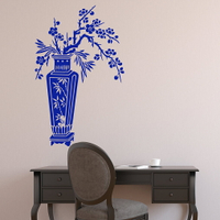 青花瓷花瓶墻貼紙 客廳玄關書房背景裝飾中國風墻貼 創意青花貼紙1入