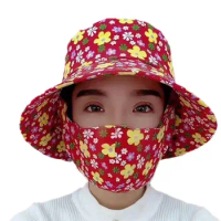 Sun hat for agricultural work UV protection Sun Hat Tea collection hat with mask Breathable neck protection for women