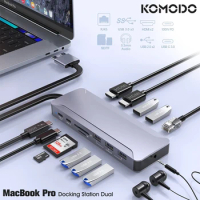 4K HDMI Adapter MacBook Pro Docking Station 13 in 2 Monitor USB C Adapters for Air Mac Dock Dongle