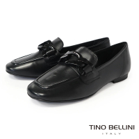【TINO BELLINI 貝里尼】巴西進口菱形飾扣方頭樂福鞋FYLT037(黑色)